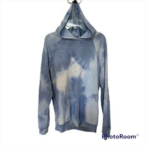 NWT Miss York Made In NY Blue & White Tie Dye Lightweight Long Sleeve Hoodie S